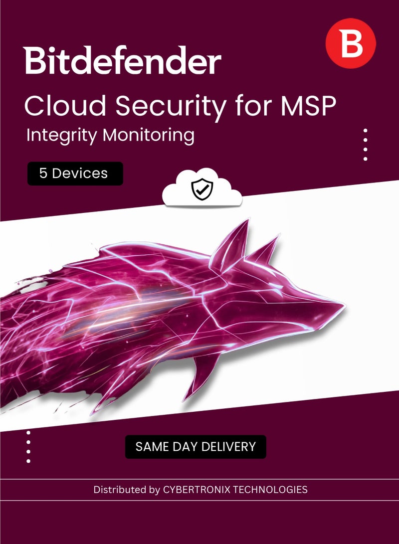 Bitdefender Cloud Security for MSP – Integrity Monitoring 5 Devices for 1 Year | Digital License | SAME DAY DELIVERY